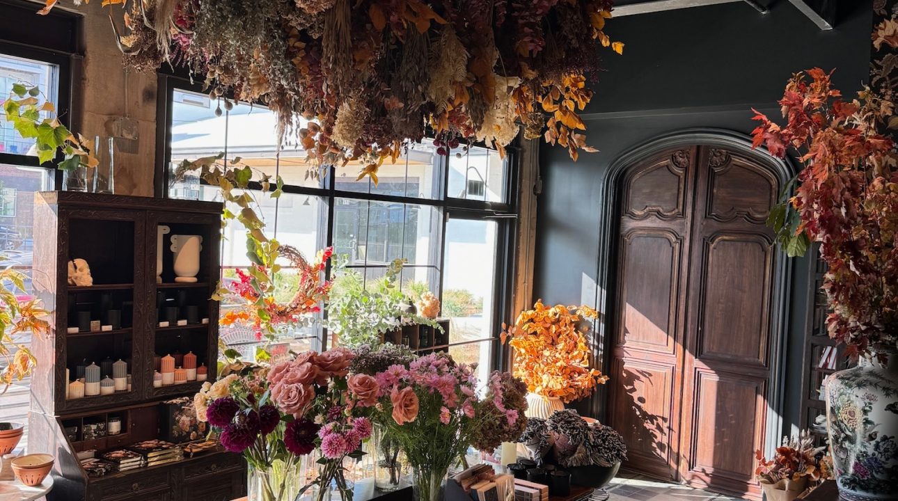 the inside of iconic FLWR Shop, a florist in Nashville.