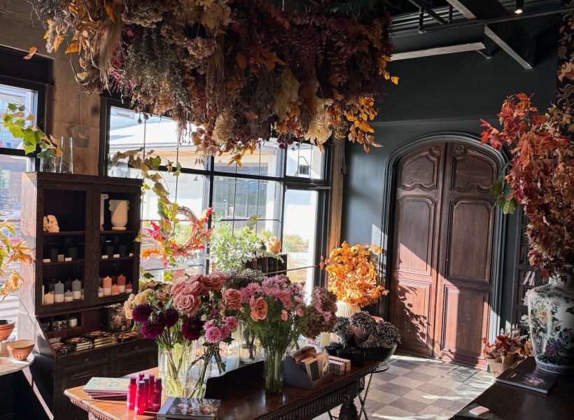 the inside of iconic FLWR Shop, a florist in Nashville.